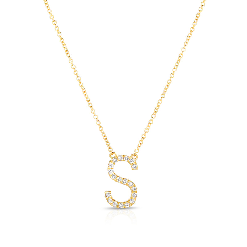 Yellow Gold Pave Letter Necklace