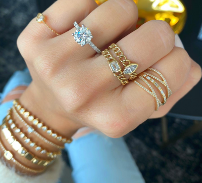 Diamond Bezel Chain Ring