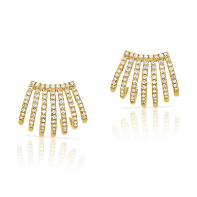 14K Yellow Gold Huggie Claw Earrings