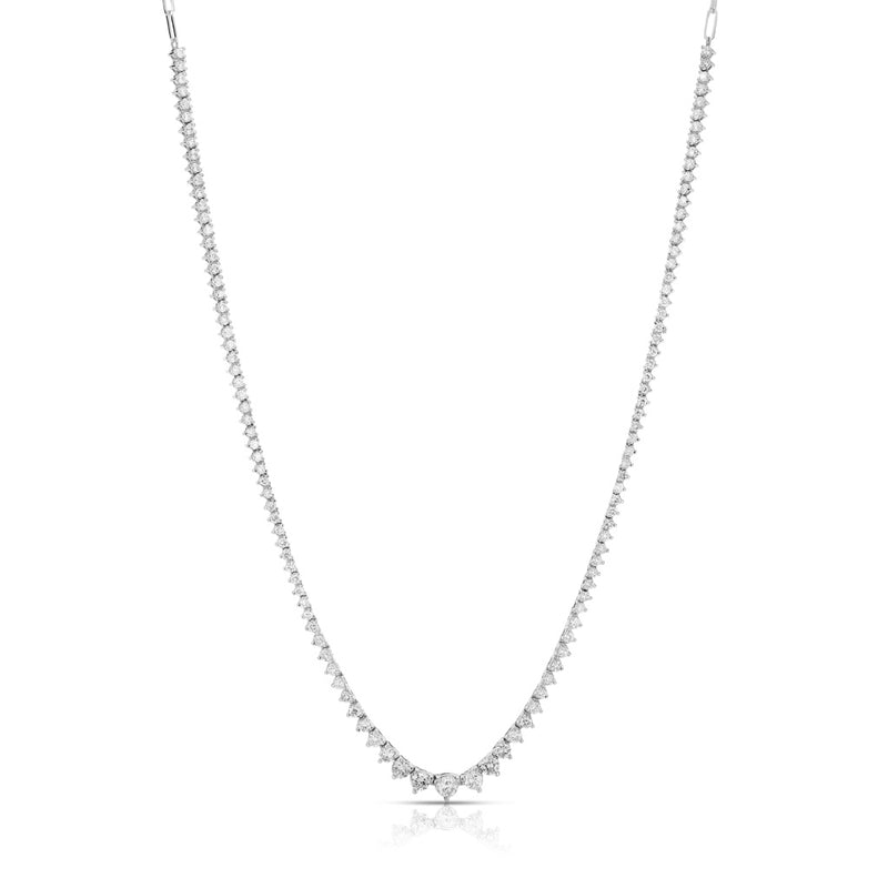 Graduated Tennis Necklace 3 Prong with Paperclip Back