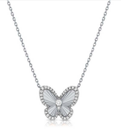 Fluted Butterfly Micro Pave Pendant