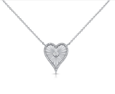 Fluted Heart Diamond Pendant