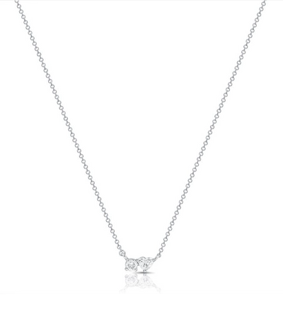 Heart and Round Two Diamond Necklace