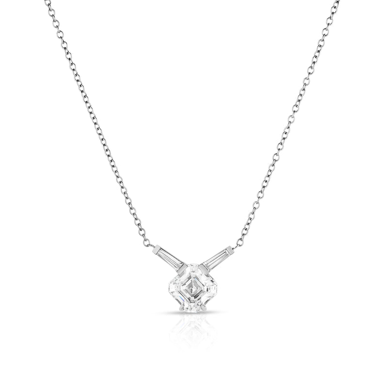 Asscher + Tapered Baguette 3 Stone Pendant