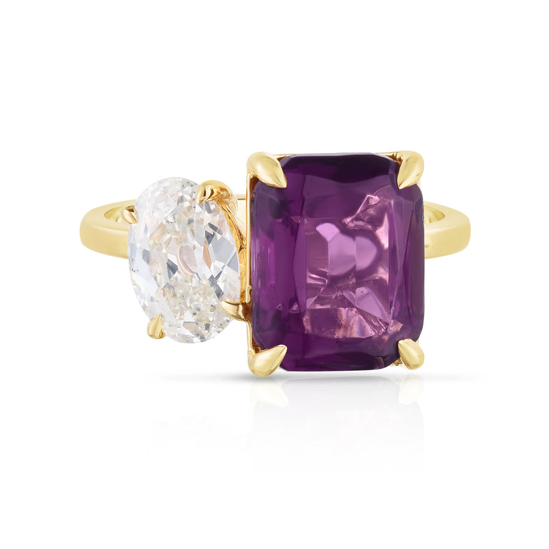 Moi Toi Ring with Oval Diamond + Amethyst