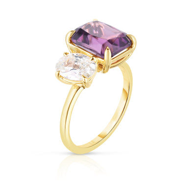 Moi Toi Ring with Oval Diamond + Amethyst