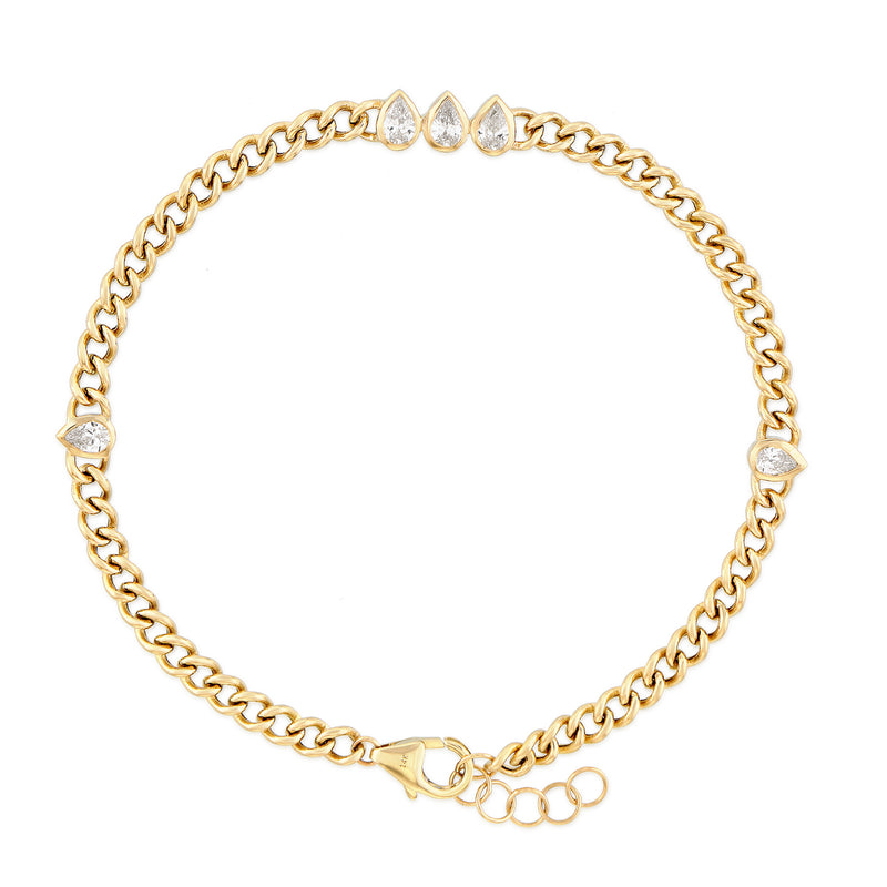 Curb Chain Pear Diamond Bracelet