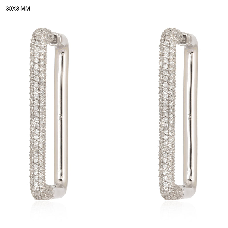 One Sided Diamond Pave Square Hoop
