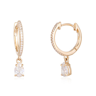 Huggies with Pear Shape Diamond Charm Earrings