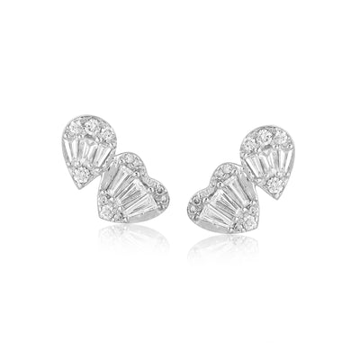 Heart + Pear Shape Illusion Diamond Earrings