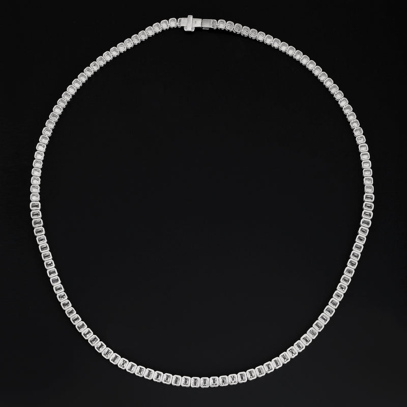Emerald Diamond Square Link Necklace