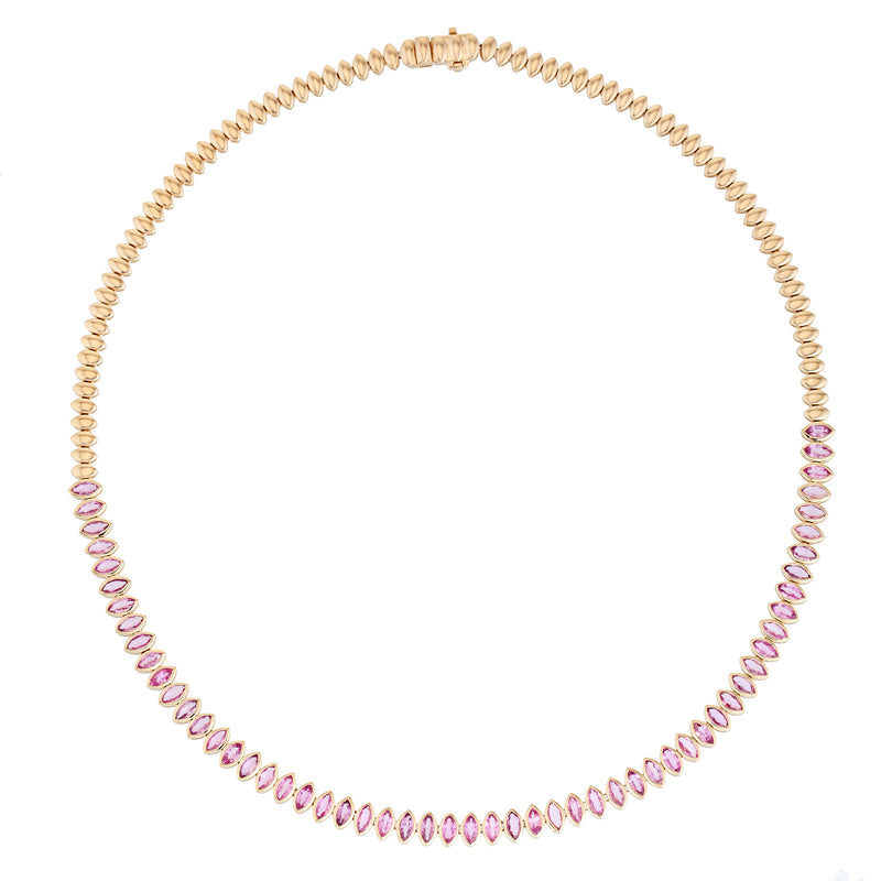 Pink Sapphire Marquis Shape Necklace