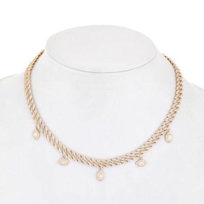 Curb Chain Pave Necklace with Marquise Illusion Diamond