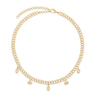 Curb Chain Pave Necklace with Marquise Illusion Diamond