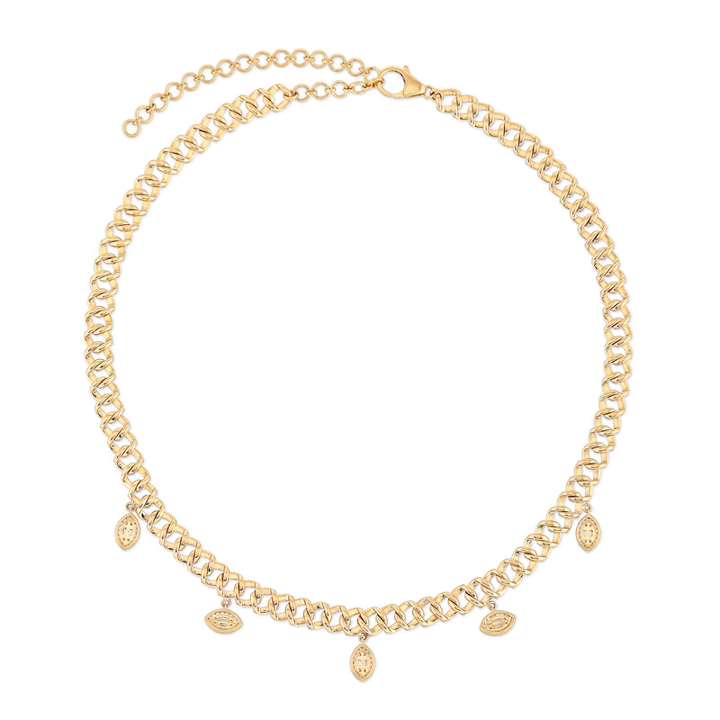 Curb Chain Pave Necklace with Marquise Illusion Diamond