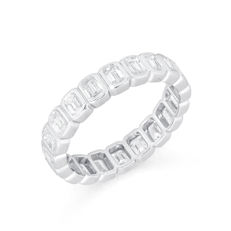 Bezel Set Diamond Emerald Eternity Ring