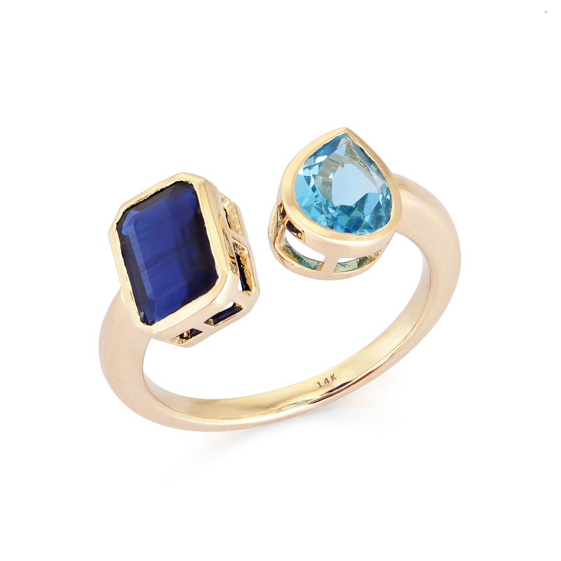 Toi et Moi Ring Blue Sapphire + Topaz