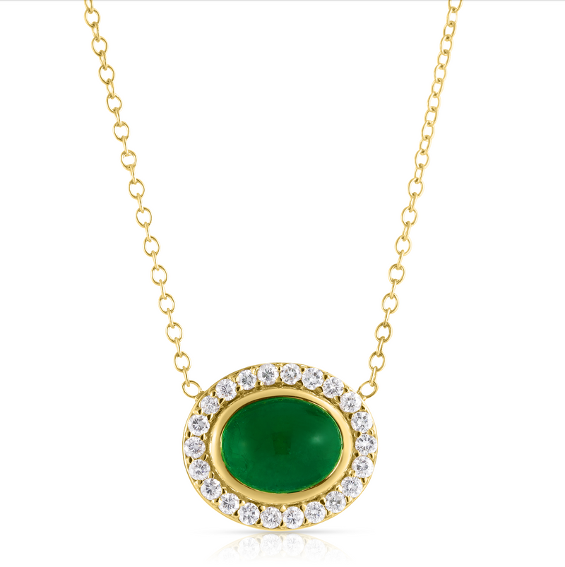 Emerald + Diamond Cabochon Pendant