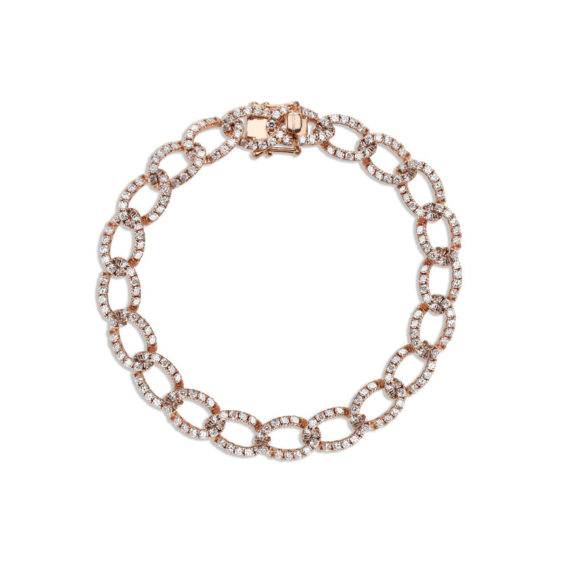14K Rose Gold Chain Link Bracelet, ~5.50tcw