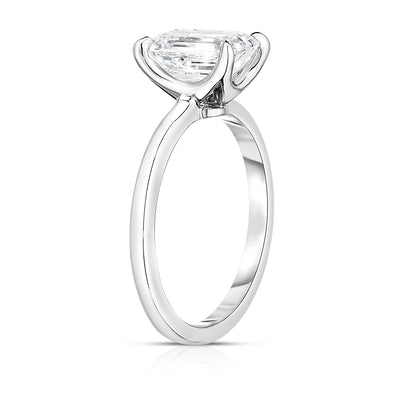 Platinum Custom Emerald Diamond Ring with Open Head