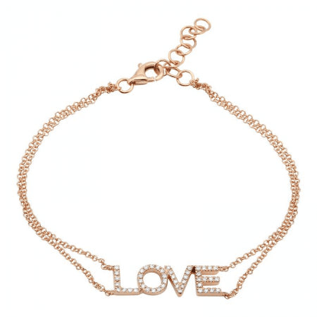 14K Gold Diamond "Love" Bracelet, 0.15tcw
