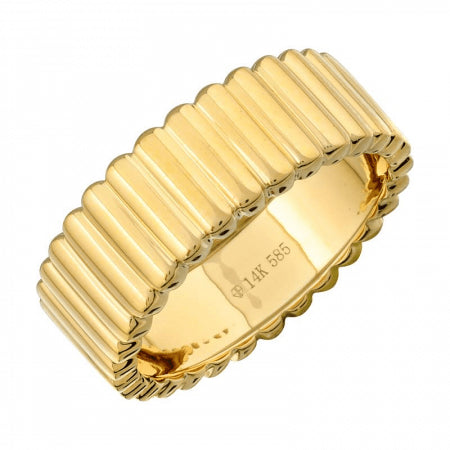 14K Gold Fluted Ring, 7mm Width