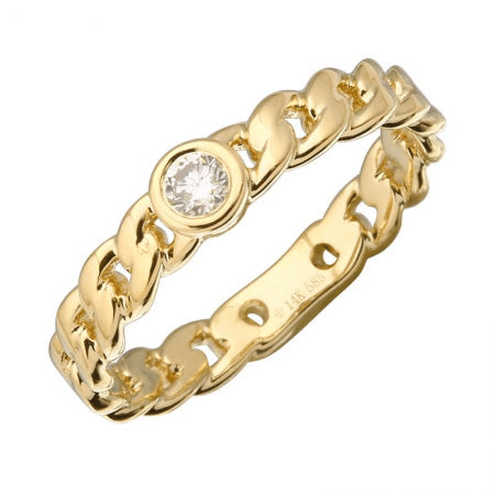 14K Gold Diamond Link Ring, 0.10tcw