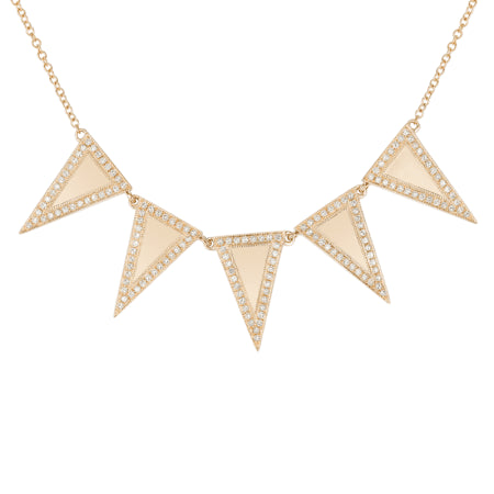 14K Gold Diamond Triangle Necklace, 0.37tcw, 16 Inch, Plus 2 Inch Extenders