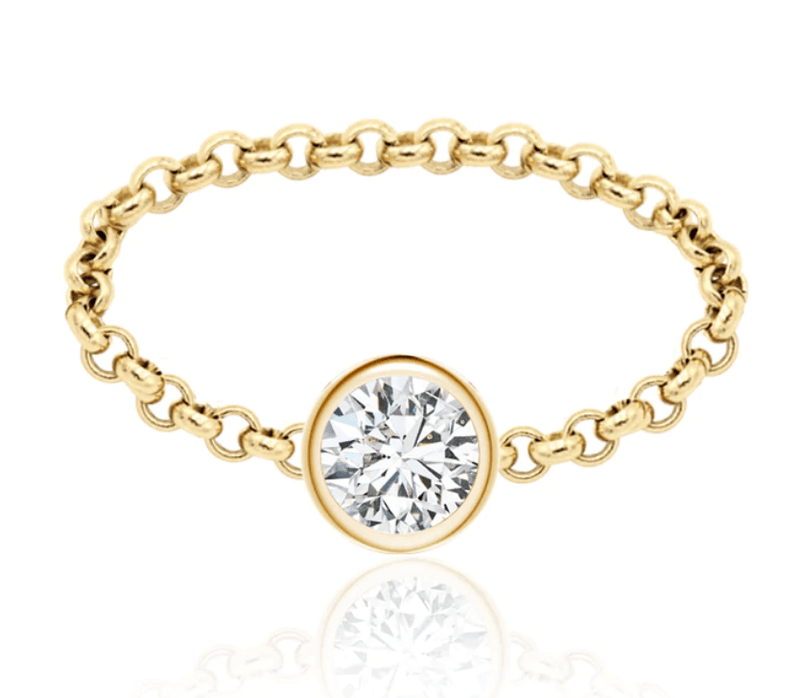Chain Diamond Bezel Gold Ring