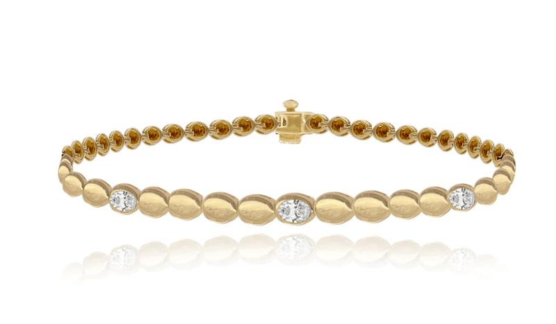 5 Oval Diamond Golden Bracelet
