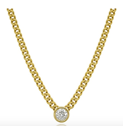 Bezel Round Diamond Cuban Necklace