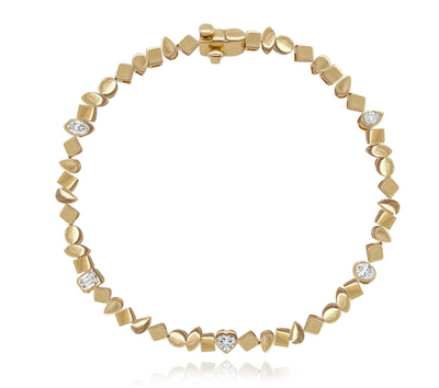 Multi Shape 5 Diamond Gold Bracelet