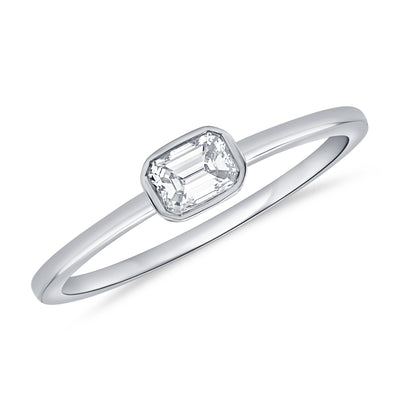 Emerald Diamond Sideways Bezel Ring