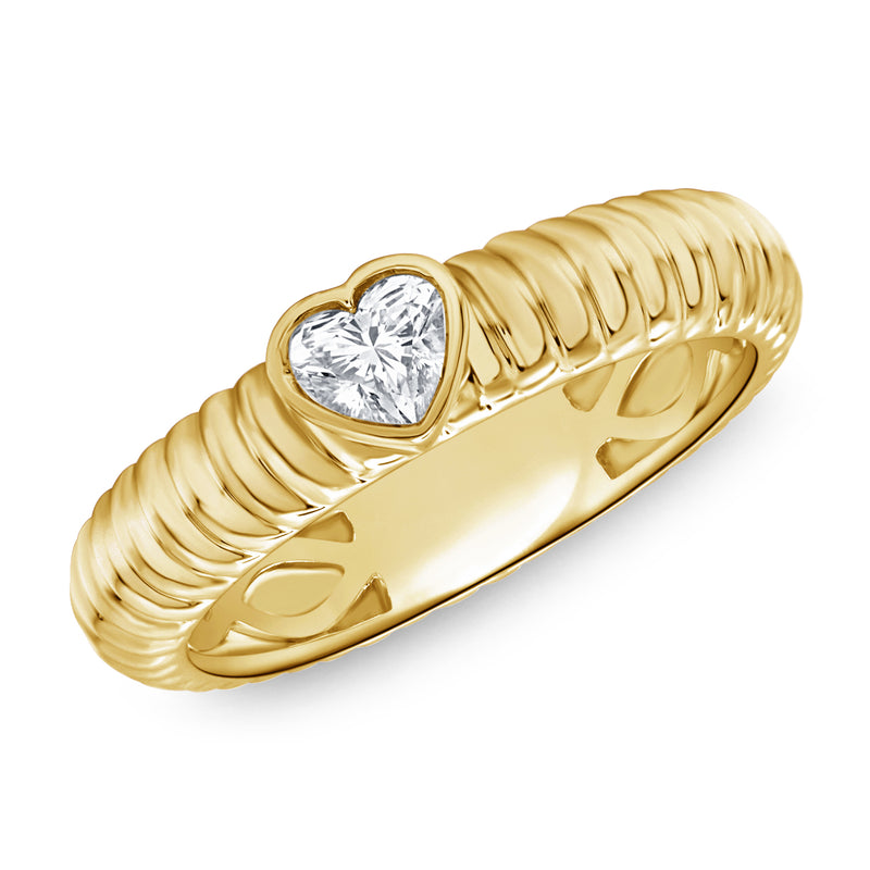 14K Yellow Gold Braided Heart Diamond Ring