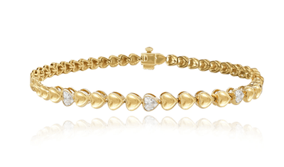 5 Heart Diamond Golden Bracelet