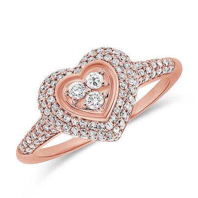 14K White Gold Heart Pave Ring