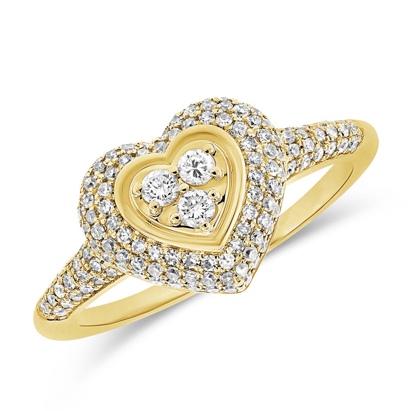 14K White Gold Heart Pave Ring