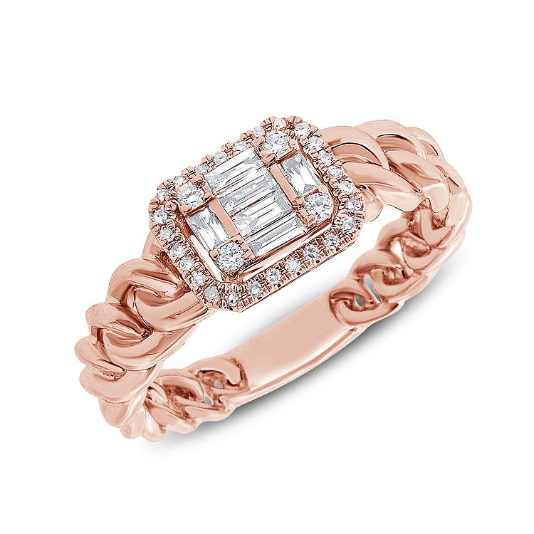 Baguette Illusion Ring with Round Diamonds