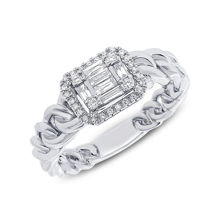 Baguette Illusion Ring with Round Diamonds