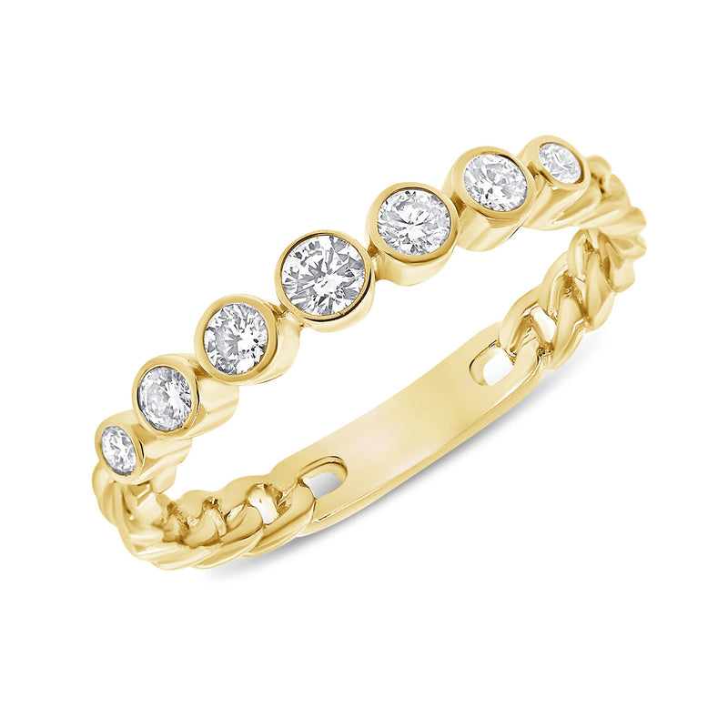 14K Yellow Gold Bezel Round Diamond Ring