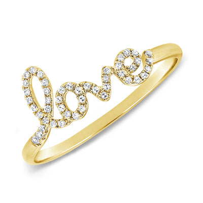 14K White Gold "Love" Pave Ring