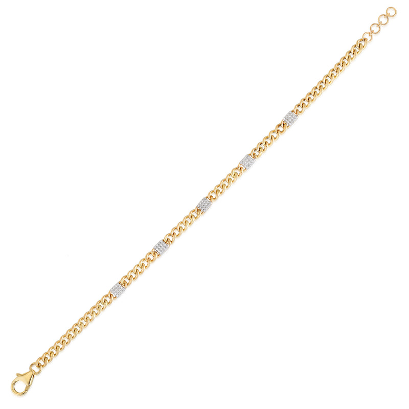14K Yellow Gold Cuban Bracelet with Pave Links