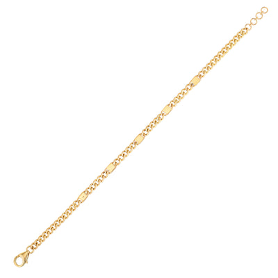 14K Yellow Gold Cuban Bracelet with Pave Links