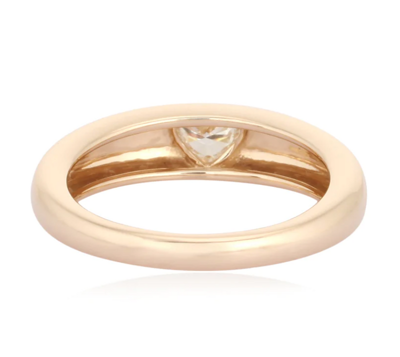 14K Yellow Gold Dome Ring With Fancy Heart Shape