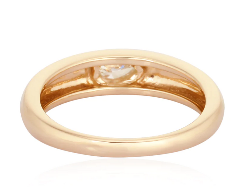 14K Yellow Gold Pear Diamond Ring Bezel Set