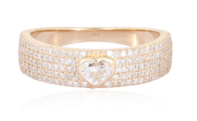 14K Yellow Gold Heart Shaped Diamond Ring