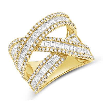 14K White Gold Baguette Crossover Ring