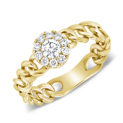 14K Yellow Gold Chain Link with Round Center Stone Illusion