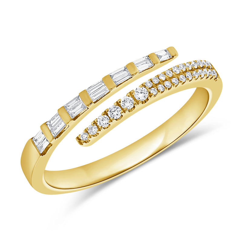 Swirl Ring with Baguette + Round Diamonds